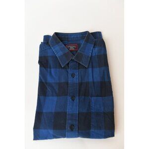 UNTUCKit Shirt Mens M Blue Black Flannel Plaid 100% Cotton Button Up Long Sleeve